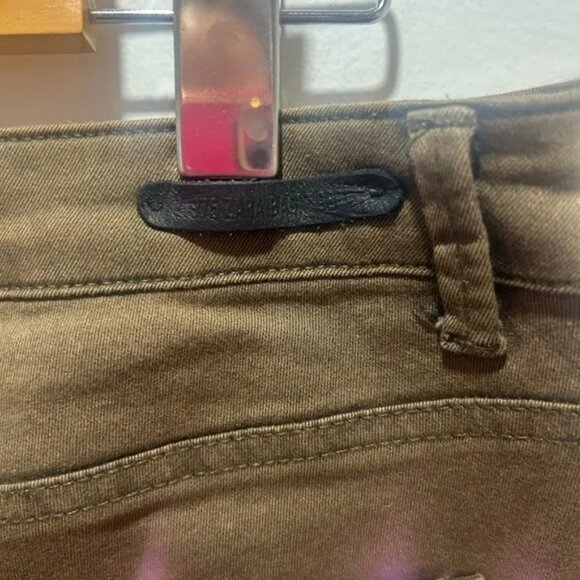 ZARA BASIC Z1975 denim size 8, army green, frayed hem, zipper and button front - Picture 5 of 9